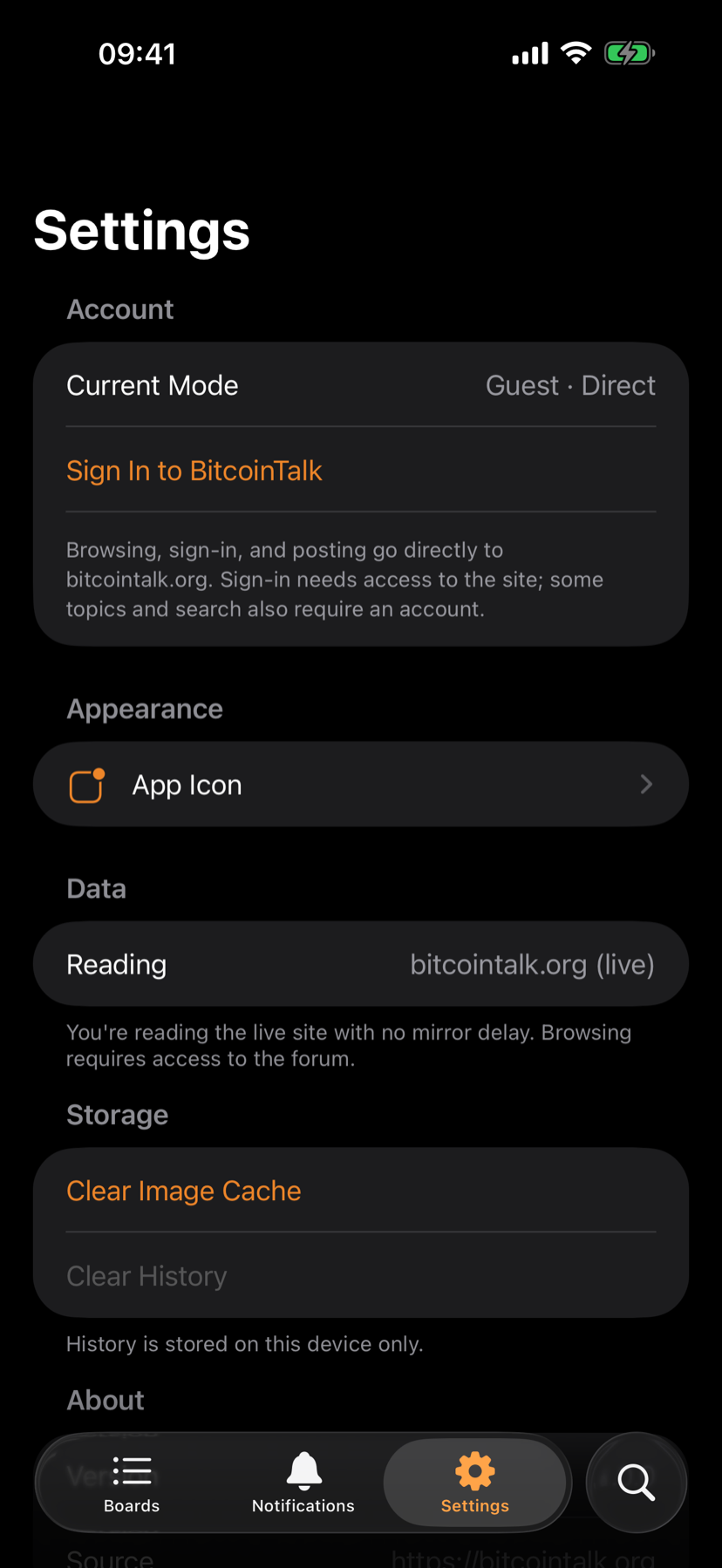 HodlTalk settings